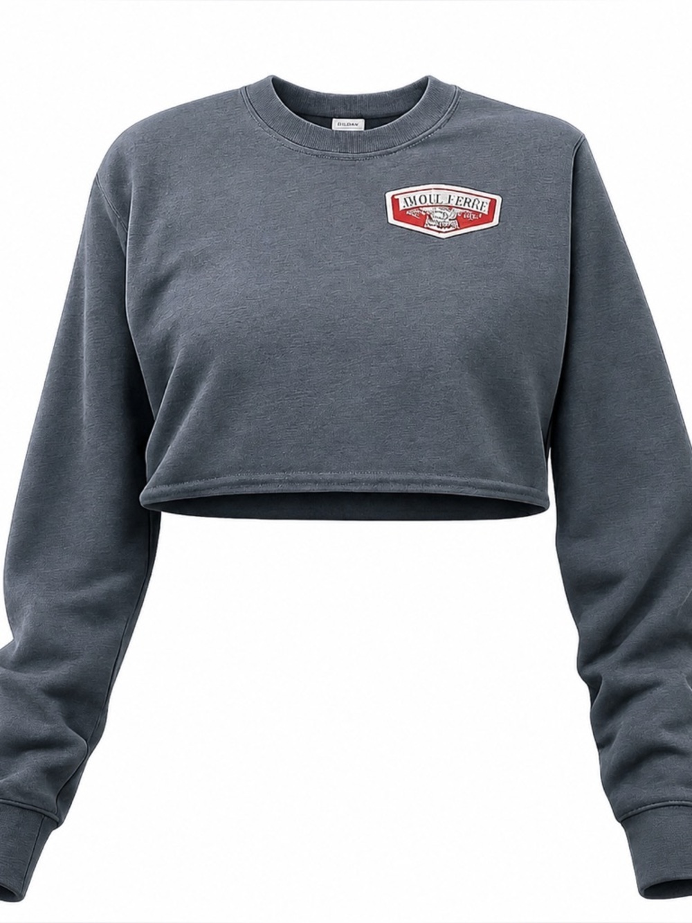 Women's Gray Cropped Pullover Sweatshirt Size S Relaxed Fit
189